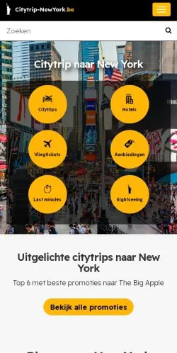 Anteprima del sito Citytrip New York, media di Belgio per articoli sponsorizzati