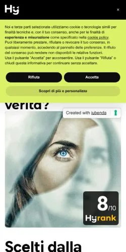 Pré-visualização do site HyNerd, meio de Itália para artigos patrocinados