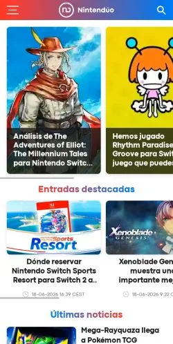 Forhåndsvisning av nettstedet Nintendúo, medium fra Spania for sponsede artikler