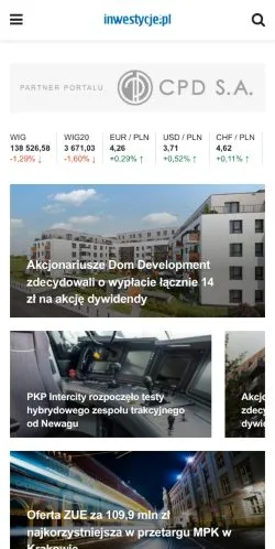 Anteprima del sito Inwestycje, media di Polonia per articoli sponsorizzati