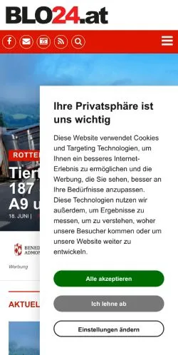 Podgląd witryny BLO24, medium z kraju Austria do artykułów sponsorowanych