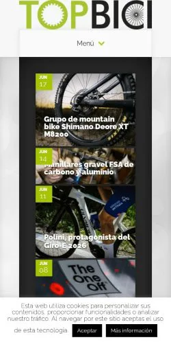 스폰서 기사용 스페인 매체 TopBici 사이트 미리보기
