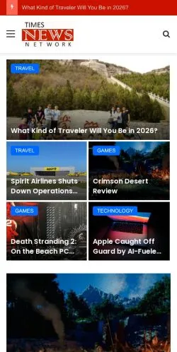 Podgląd witryny Times News Network, medium z kraju Stany Zjednoczone do artykułów sponsorowanych