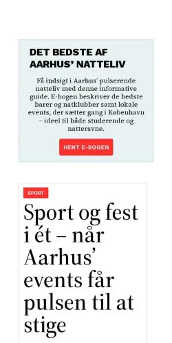 Vista previa del sitio aarhuscentrum.dk, medio de Dinamarca para artículos patrocinados