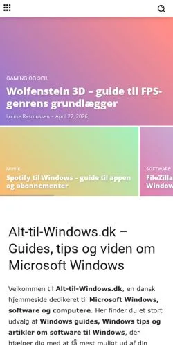 Anteprima del sito Alt til Microsoft Windows, media di Danimarca per articoli sponsorizzati