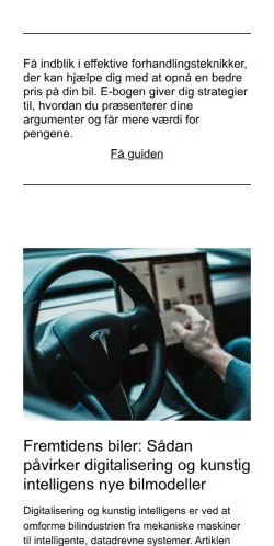 Forhåndsvisning av nettstedet bedstebiler.dk, medium fra Danmark for sponsede artikler