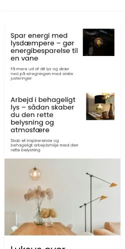 Podgląd witryny belysningen.dk, medium z kraju Dania do artykułów sponsorowanych