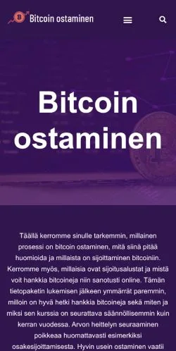 Vista previa del sitio Bitcoin Ostaminen, medio de Finlandia para artículos patrocinados
