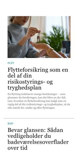 Aperçu du site bolige.dk, média de Danemark pour articles sponsorisés