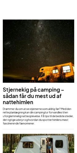 Pré-visualização do site campinglivet.dk, meio de Dinamarca para artigos patrocinados
