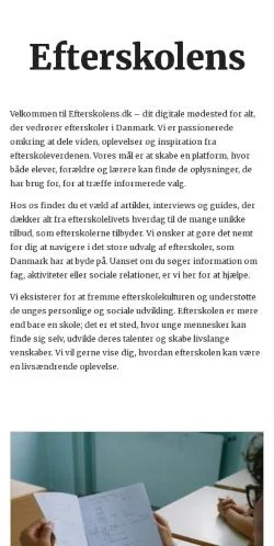 Anteprima del sito efterskolens.dk, media di Danimarca per articoli sponsorizzati