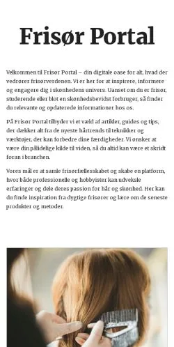 Podgląd witryny frisoerportal.dk, medium z kraju Dania do artykułów sponsorowanych