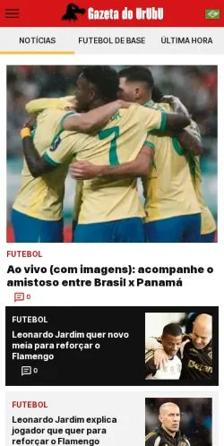Vista previa del sitio Gazeta do Urubu, medio de Brasil para artículos patrocinados