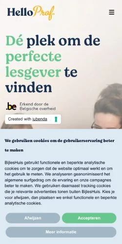 Förhandsvisning av webbplatsen HelloProf, medium i Belgien för sponsrade artiklar