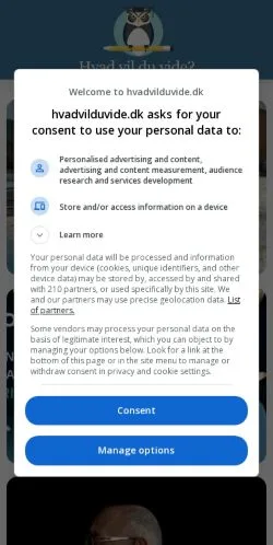 Anteprima del sito Hvad vil du vide?, media di Danimarca per articoli sponsorizzati