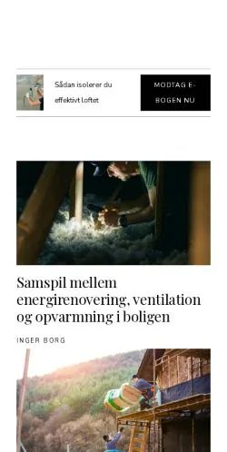 Preview of the isoleringstips.dk website, a media outlet in Denmark for sponsored articles