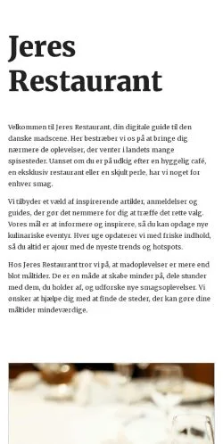 Anteprima del sito jeresrestaurant.dk, media di Danimarca per articoli sponsorizzati