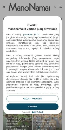 Podgląd witryny Mano Namai, medium z kraju Litwa do artykułów sponsorowanych