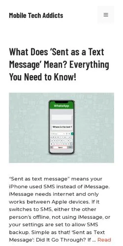 Forhåndsvisning av nettstedet Mobile Tech Addicts, medium fra USA for sponsede artikler