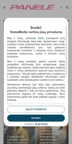 Sponsorlu makaleler için Litvanya medyası Panelė sitesinin önizlemesi