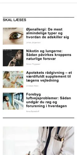Anteprima del sito prosundhed.dk, media di Danimarca per articoli sponsorizzati