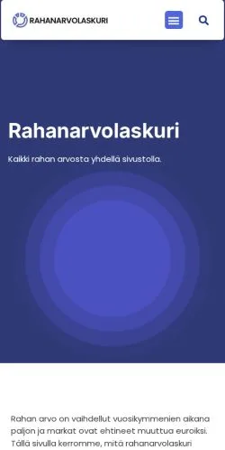 Vista previa del sitio Rahanarvolaskuri, medio de Finlandia para artículos patrocinados