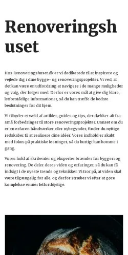 Anteprima del sito renoveringshuset.dk, media di Danimarca per articoli sponsorizzati