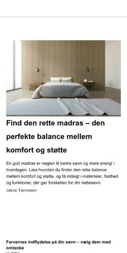 Forhåndsvisning af sengetips.dk, medie fra Danmark til sponsorerede artikler
