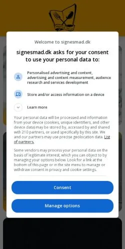 Anteprima del sito Signes Mad, media di Danimarca per articoli sponsorizzati