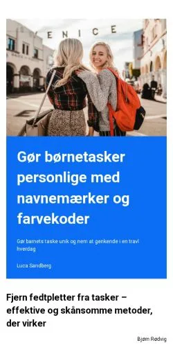 Preview of the tasketips.dk website, a media outlet in Denmark for sponsored articles
