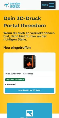 Sponsorlu makaleler için Almanya medyası threedom.de Dein 3D Druck Blog sitesinin önizlemesi