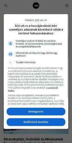 Forhåndsvisning av nettstedet Udvarhelyi Hírportál, medium fra Romania for sponsede artikler
