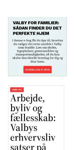 スポンサード記事向けのデンマークメディア、valby365.dkのサイトプレビュー