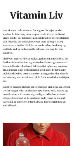 Anteprima del sito vitaminliv.dk, media di Danimarca per articoli sponsorizzati