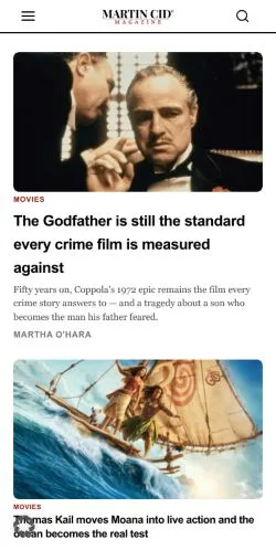 Förhandsvisning av webbplatsen Martin Cid Magazine, medium i USA för sponsrade artiklar