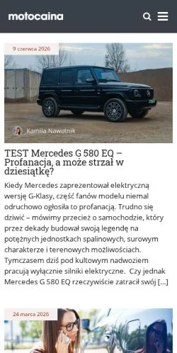 Anteprima del sito Motocaina, media di Polonia per articoli sponsorizzati