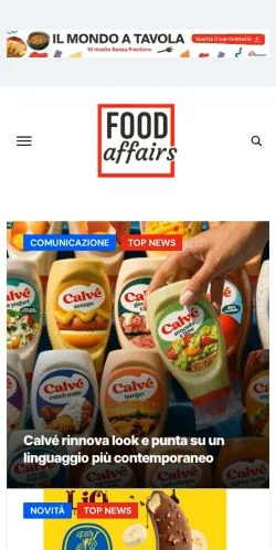 Podgląd witryny Food Affairs, medium z kraju Włochy do artykułów sponsorowanych