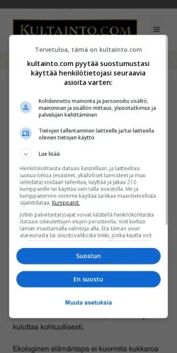 Anteprima del sito Kultainto Ekoblogi, media di Finlandia per articoli sponsorizzati