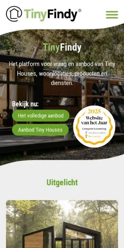 スポンサード記事向けのオランダメディア、TinyFindyのサイトプレビュー