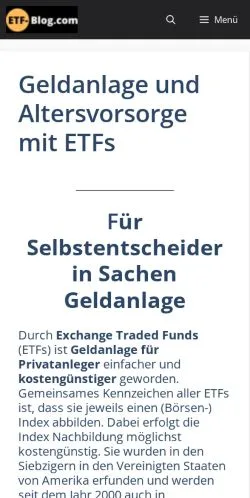 Podgląd witryny Geldanlage und Altersvorsorge mit ETFs, medium z kraju Niemcy do artykułów sponsorowanych