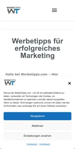 Anteprima del sito WerbeTipps, media di Germania per articoli sponsorizzati