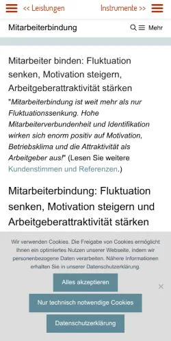 Aperçu du site Mitarbeiterbindung, média de Allemagne pour articles sponsorisés