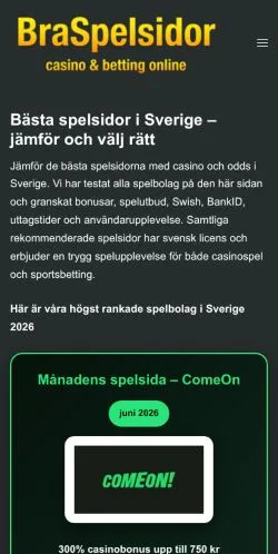 Anteprima del sito Bästa Spelsidor, media di Svezia per articoli sponsorizzati