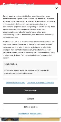 Podgląd witryny DagjeuitPagina, medium z kraju Holandia do artykułów sponsorowanych