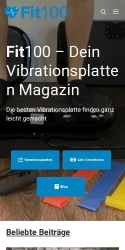 Vista previa del sitio Fit100, medio de Alemania para artículos patrocinados