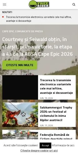 Preview of the FreeRider website, a media outlet in Romania for sponsored articles