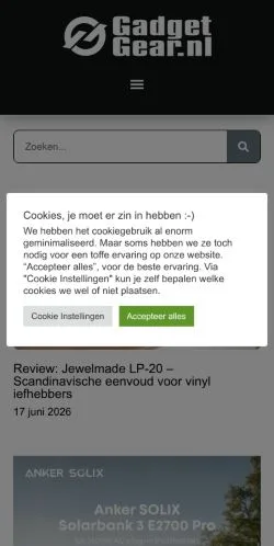 Anteprima del sito GadgetGear.nl, media di Paesi Bassi per articoli sponsorizzati