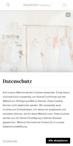 Podgląd witryny Geheimtipp Augsburg, medium z kraju Niemcy do artykułów sponsorowanych