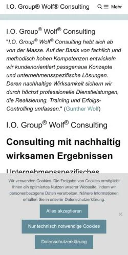 Förhandsvisning av webbplatsen I.O. Group Wolf, medium i Tyskland för sponsrade artiklar