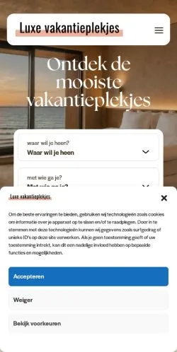 Pré-visualização do site Luxevakantieplekjes, meio de Países Baixos para artigos patrocinados